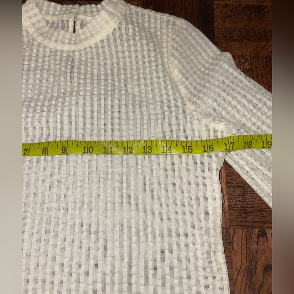 Anthropologie Maeve Sheer Neutral beige Mesh Mock-Neck Top Medium - Picture 5 of 10